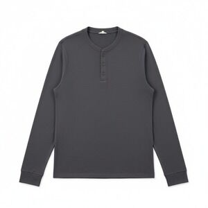 NEW Eberjey Mens Henry Long Sleeve Henley Pajama Top Gray Cozy Lounge Size Large